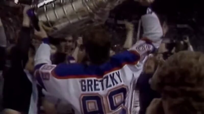 Gretzky with the Stanley Cup Trophy in Season 1983-84
